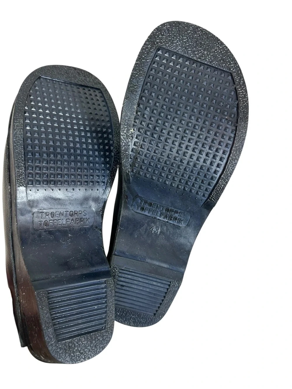 TROENTORP Swedish Women's 43 Black Smooth Leather Clogs with Silver Stud Detail